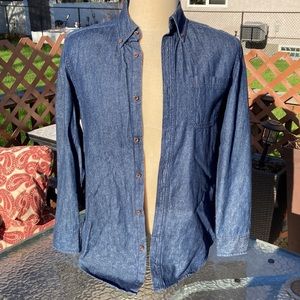 Men’s Blue Button Down Jean Shirt / Jean jacket 100% Cotton